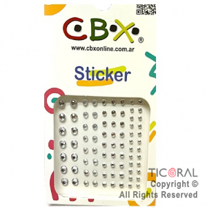STICKERS STRASS PREMIUM CBX AUTOADHESIVOS CIRCULO PLATEADO (PACK X 10 PLANCHAS)